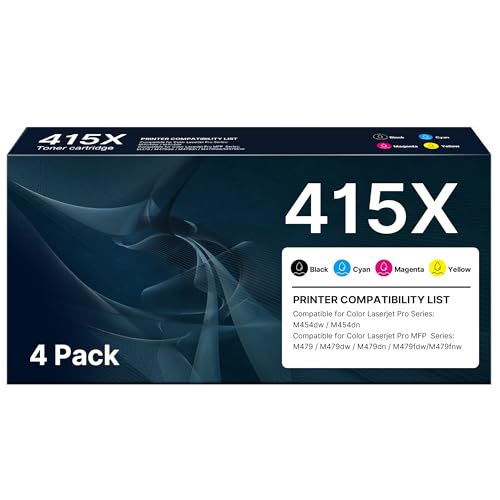 Toner HP 415X avec puce pack de 4 Washope pour corriger les erreurs de cartouche sur M479fdn