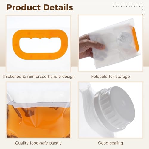 36 Piezas Bolsa Plegable de Almacenamiento de Agua 5 L / 1.32 Galón, Contenedores de Plástico Transparentes con Asa y Apertura Grande, Plegable y Reutilizable para Emergencias Camping, Senderismo, Mochilero miniatura 3