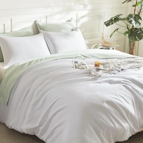 Image of Litanika White Oversized King Comforter Set Super King Plus Size, 3 Pieces Lightweight Solid Bedding Comforter Set, All Season Fluffy Bed Set (128x120In Comforter & 2 Pillowcases)