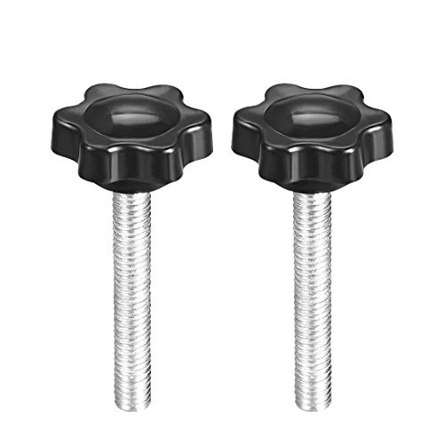 uxcell Clamping Handle Screw Knobs Handle Star Knob M6 x 40mm Male Thread 2pcs, Black, M6x40mm