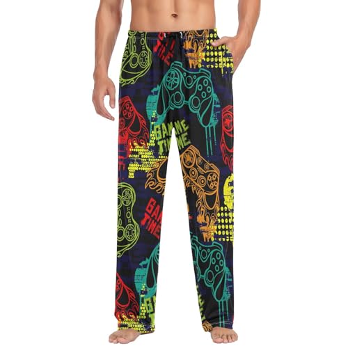 Video Game Controller Pajama Pants Game Console Men's Pajama Bottoms Lounge Sleepwear PJs Lightweight Sleep Pants L3