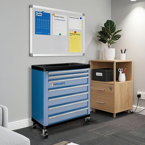 LARBANKE 7-Drawer Rolling Tool Chest with Lock&Keys and Swivel Casters,Tool Chest with Multi-Sizes Drawers and Multifunctional Countertop,Special Connect Rods for Connection with 5-Drawer Tool Cabinet - Image 3