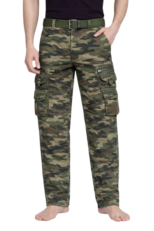 Image of Krystle Men's Camouflage Cargo Pants | Multi-Pocket Military Tactical Trousers | Regular Fit Casual Outdoor Combat Pants (Multicolor,Multisize)