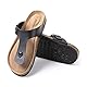 Zehentrenner Herren Pantoletten Leder Synthetik Flip Flops Fussbett Sommer Sandalen Offen Slides Männer Hausschuhe B Schwarz 46 EU