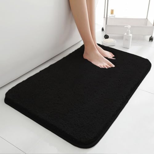 Miniatura 7 de Luojinyi Alfombra De Baño 50 X 80 Cm, Antideslizante, Suave, Absorbente, De Microfibra, Para El Baño, Lavable A Máquina, Negro