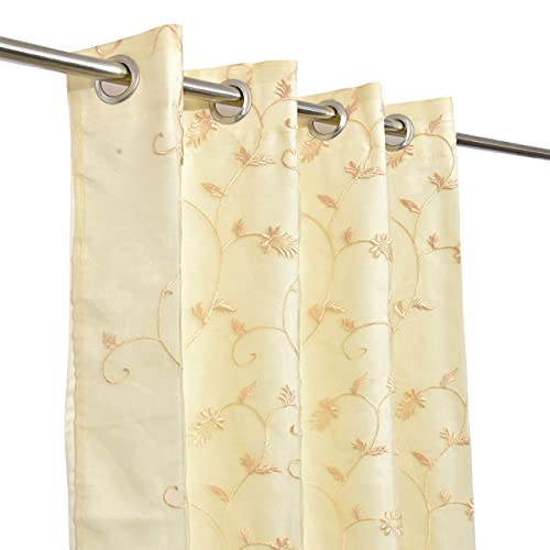 Image of Polyester Door Curtain, Pack of 2 (7 Feet, Beige + Ivory Blackout)