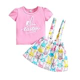 cuwtheugwg bambina 12 anni completa gonne top stampa set di abiti pasquali bunny princess toddler neonate bretelle bambini rabbit girls outfits & set compleanno 8 anni maschio (pink, 1-2 years)