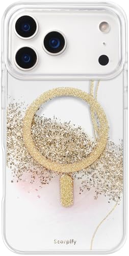 Coque iPhone 17 Pro transparente magnétique et antichoc avec paillettes