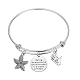 PENQI Master of Social Work Graduation Gift Social Worker Jewelry Being An Awesome Social Worker Is A Work Of Heart Bracelet Starfish Jewelry for Volunteer (bracelet)