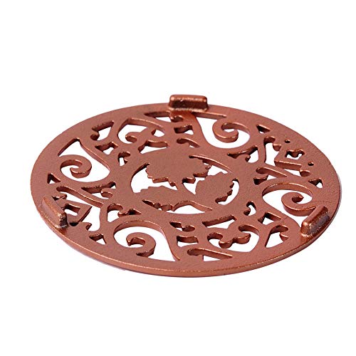 Cast Iron Round Trivet Metal Hollow Rustic Trivet Saucepan Teapot Stand Multifunctional Teapot Holder Pad Kitchen Supplies Brown