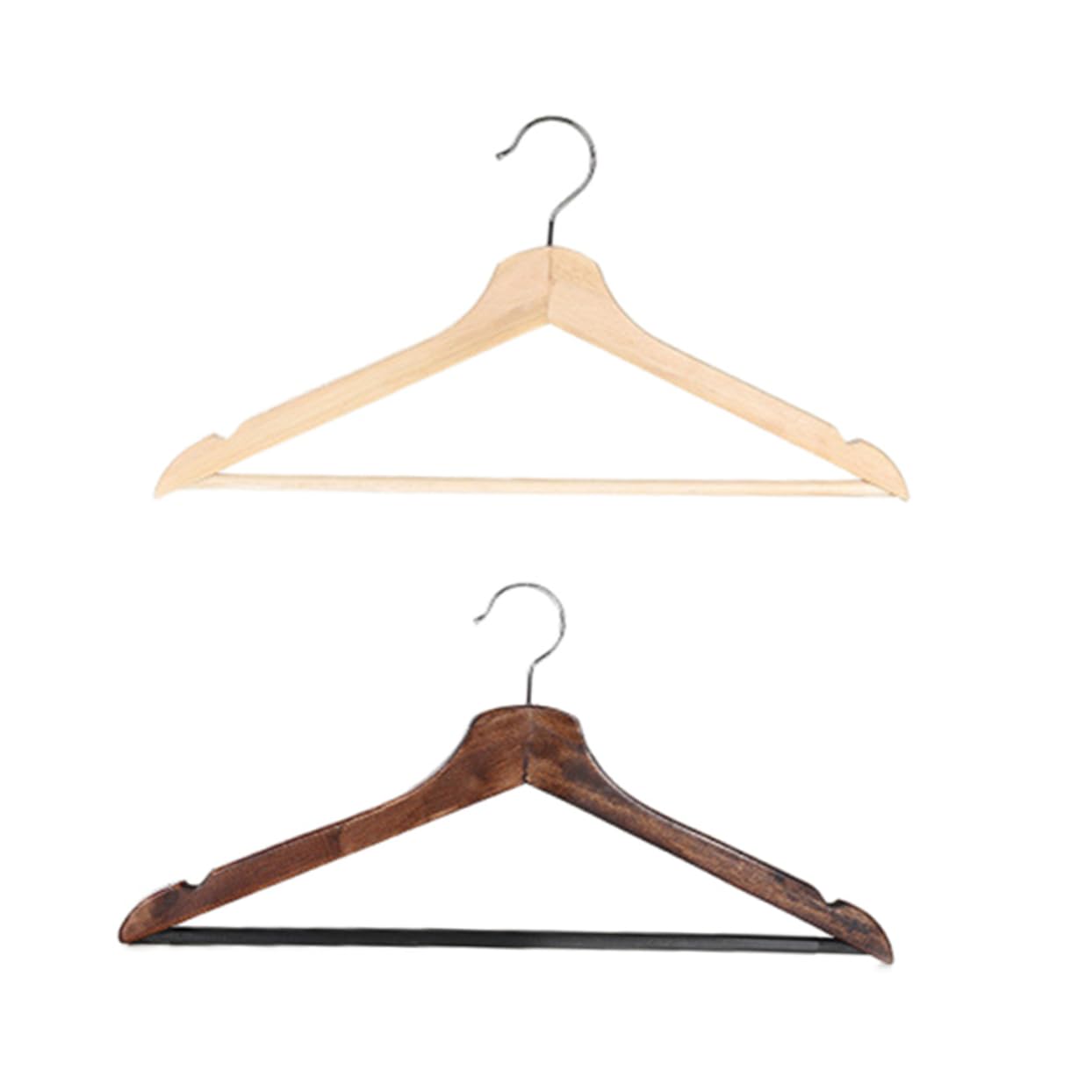 OFFSCH Sturdy Wooden Suit Hangers 2pcs Natural or Walnut Heavy Duty Non-Slip for Fashionable Storage