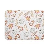Sphragiyn Fall Dish Drying Mat for Kitchen Counter Autumn White Pumpkins Maple Leaves Seasonal Super Absorbent Reversible Microfiber Kitchen Countertop Protector Dishes Pad Large 18x24 inch