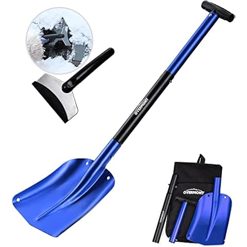 Overmont Retractable Snow Shovel with Ice Scraper Cover