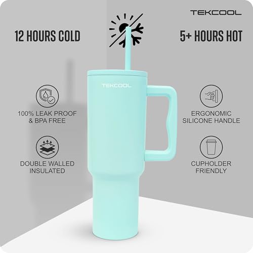 Image of Tumbler with lid and Straw 1200ML Cup Stainless Steel Hot and Cold with Handle and Lid 2 Straw Vacuum Insulated Tumbler for Water, Iced Tea or Coffee Office Gym Travelling