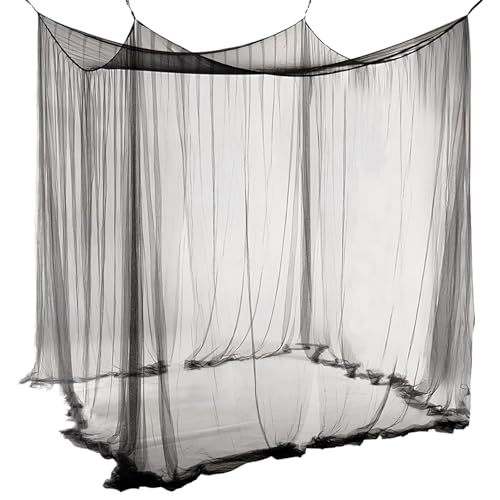 ACTOYS Mückennetz Bett XXL, Moskitonetz Reise Outdoor, Moskitonetz Doppelbett Einzelbett, Betthimmel Rechteckig, Mosquito Net Bed, Himmelbett Vorhänge Terrasse (Schwarz: 2 Türen, 220x200x200cm)