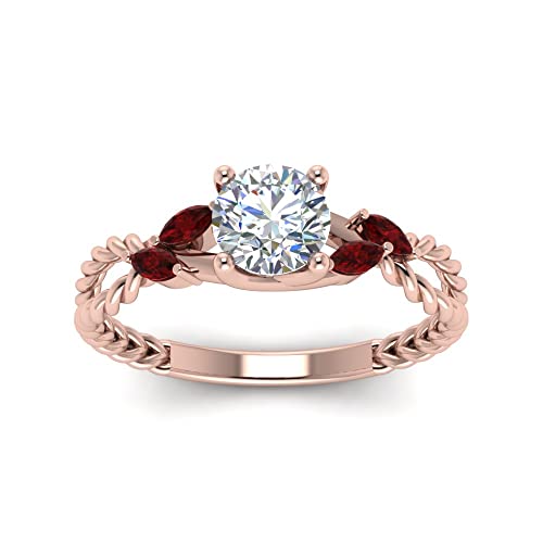 Image of Choose Your Gemstone Braided Diamond CZ Engagement Ring Rose Gold Plated Round Shape Split Shank Engagement Ring Matching Jewelry Wedding Jewelry Easy to Wear Gifts US Size 4 to 12