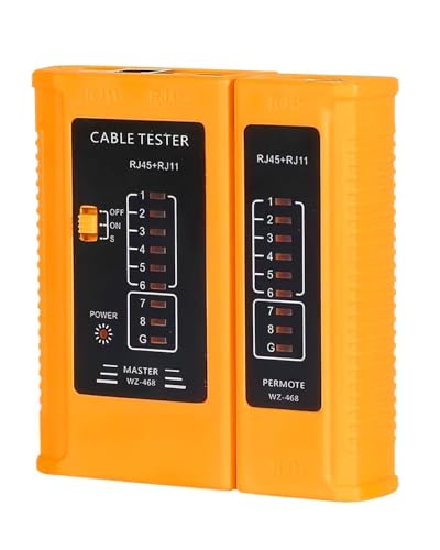 Comprobador RJ45 de Cable de Red Probador Reds Tester Cables RJ45 RJ11 Para Latiguillos y Cables LAN con Dos Modos de Velocidad e Interruptor de Encendido Apagado (negro)