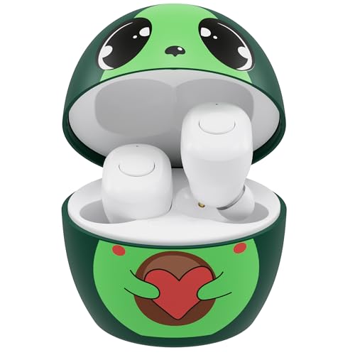 Image of Coby Kids' Wireless Earbuds, Mini Bluetooth Earbuds for Children with Cute Charging Case, Comfortable Gel Tips, IPX4 Water-Resistant Design, 33-Foot Range, Up to 24-Hour Playtime (Avacado)
