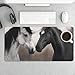 Black and White Horses Desk Mat Non-Slip Laptop Writing Pad Large Keyboard Mousepad with Rubber Base 23.6