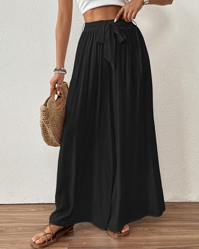 Image of Bsubseach Women Wide Leg Pants Floral Flowy Palazzo Pants