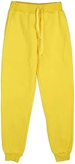 QXWD - Pantalones deportivos y de ocio para mujer, color liso, algodón, suaves, para correr, color amarillo, amarillo, M