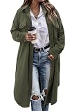 CHICZONE Womens Long Shacket Corduroy Shirt Jacket Coat Olive Green XL