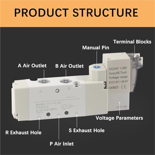 Vanne pneumatique 5V220-08 DC24V électrovanne à air comprimé - 6