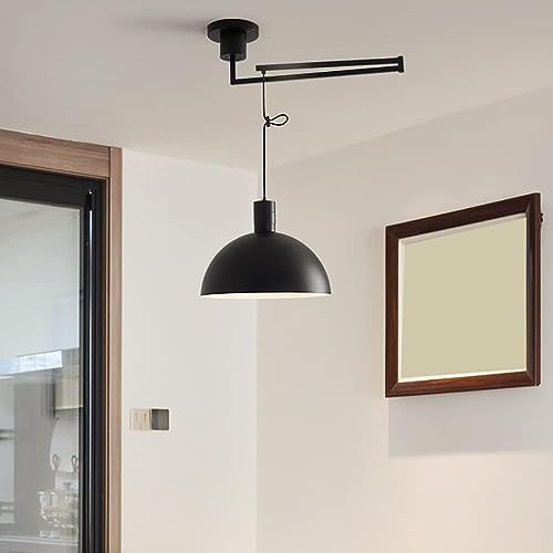 Lustre industriel noir et chrome avec plafonnier suspendu réglable