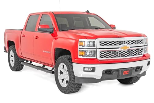 Rough Country Oval Nerf Steps for Chevy Silverado & GMC Sierra 1500/2500HD/3500HD (2007-2018) Crew Cab - OEM Style Rails with Built-in Side Steps - image 2
