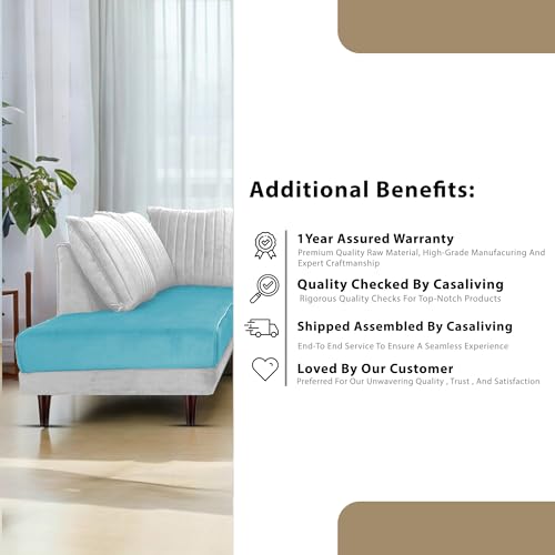 Image of Gratly LHS 4 Seater L Shape Sofa Set for Living Room (Turquise Grey Colour) Premium Fabric Sofa
