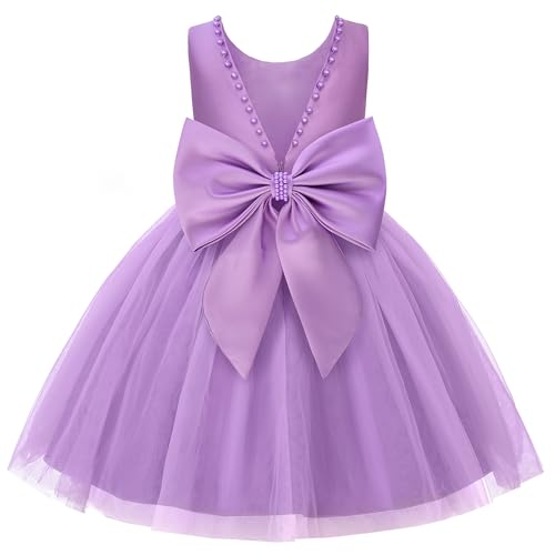 JerrisApparel Vestido floral para niña, falda de tul en capas, cuello de cuentas, corpiño de satén, vestido de fiesta de cumpleaños, Púrpura, 2-3 años
