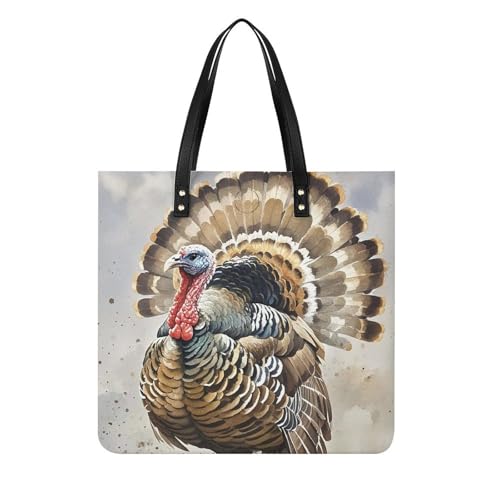 Meleagris Gallopavo Handbag for Women Casual Leather Shoulder Bag Lightweight Tote Bags Crossbody Purse for Work