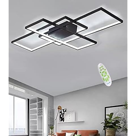 LED Deckenleuchte Einfache Moderne Deckenlampe Wohnzimmer Atmosphärische Rechteckige Deckenstrahler Aluminium Acryl Schlafzimmer Lampe Spotleuchte Stufenloses Dimmen Cover