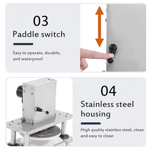 Pressa Elettrica For Pasta For Pizza, Pressa For Pasticceria Manuale For Uso Domestico, Pressa For Crosta Di Pizza Commerciale Sfogliatrice Elettrica Per Pasta Professionale,30Cm/11.81In - 6