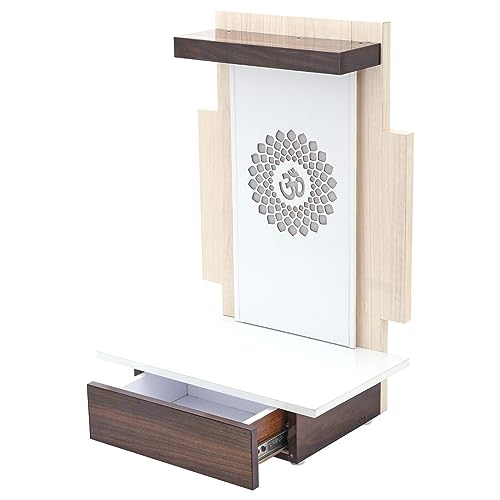 Temple en bois Puja Mandir marron équipé de lumière LED pour intérieur - 2