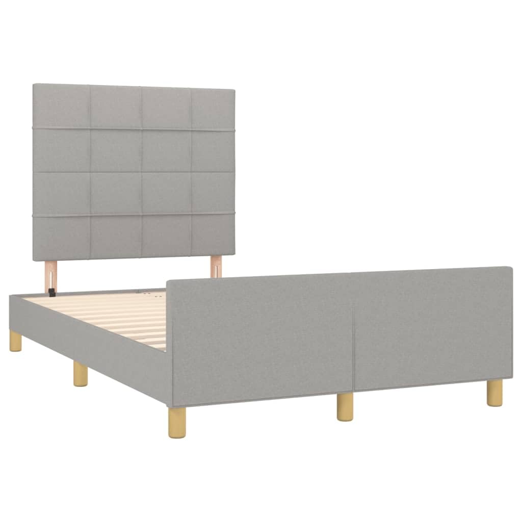 Hothingwell Telaio Letto Grigio Chiaro 120x190 Cm Tessuto | Testina regolabile, gambe robuste, doghe in compensato, supporto posteriore per lettura