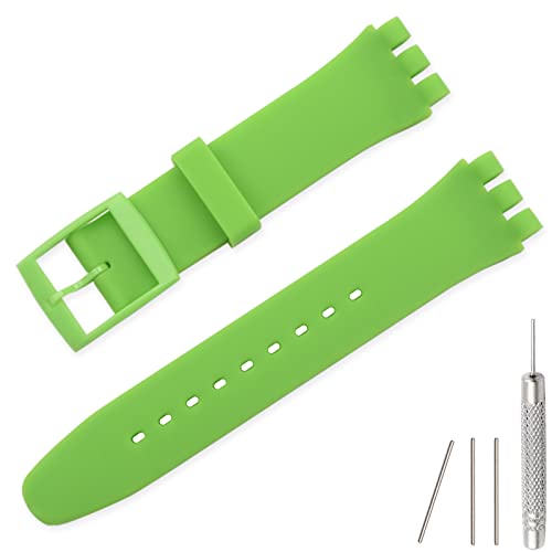 Lijinlan Replacement Silicone Band For Swatch 17Mm 19Mm 20Mm, Waterproof Wristband Watch Strap For Swatch (19Mm, Lightgreen) #TOP3