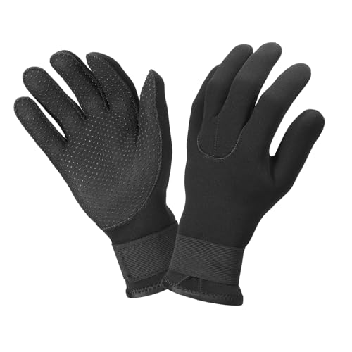 PATIKIL 3mm Neoprene Diving Gloves, 1 Pair Wetsuit Dive Gloves Five Finger Surfing Scuba Gloves Adjustable for Diving Snorkeling Swimming Water Sports, Black, M