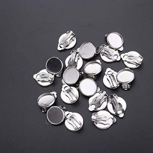 Exceart 50Pcs Earring Cabochon Settings Clip-On Earring Blanks For Jewelry Making And Diy Crafts Silver 12Mm #TOP7