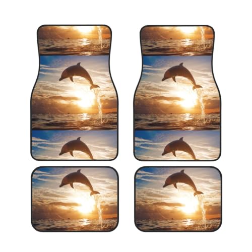Alfombrillas para coche de neopreno antideslizante con diseño de delfines en juego de 4 piezas