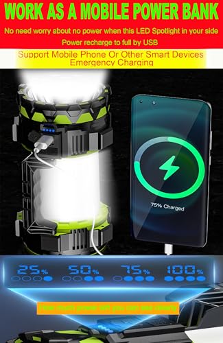 HAASHADA Big LED Searchlights Spotlight Lantern Flashlights, 22000LM 6 Modes Rechargeable Handheld Camping Hunting Lamp Portable Work Lights for Indoor Outdoor Emergency - Image 6