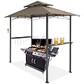 MEWAY 8x5 Outdoor Grill Gazebo Canopy, BBQ Canopy Gazebo Tent for Patio,Barbecue,Brown