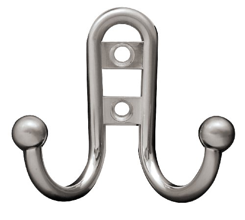 Liberty Hardware B46115Z-SN-C Double Prong Robe Hook with Ball End, Single, Satin Nickel