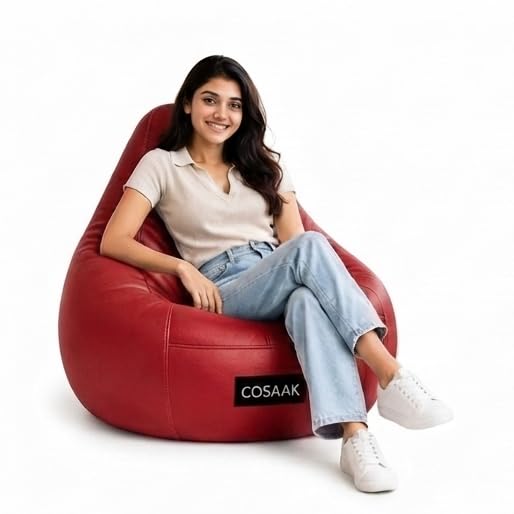 Image of XXL Teardrop Leatherette Bean Bag Chair Cover Without Beans, Livingroom, Bedroom, Garden, use for Indoor Gaming and Reading Chair, (Red, XXL, Solid)