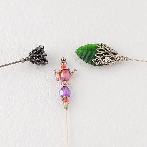 Image of Alilang 3Pcs Vintage Style Classic Long Handle Hat and Lapel Pins with Flexible Bendable Design on Hats, Scarves, and Suits