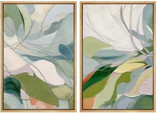 Ashbrook Framed Canvas Print Wall Art Set Green Watercolor Flower