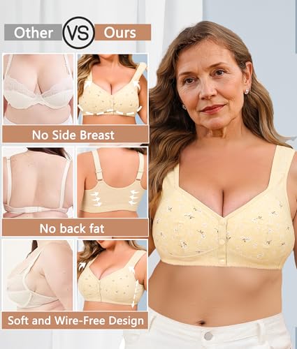 Wireless Bras for Women No Underwire Front Closure Push Up Bra Plus Size Comfortable Sleep Older Womens Bras3