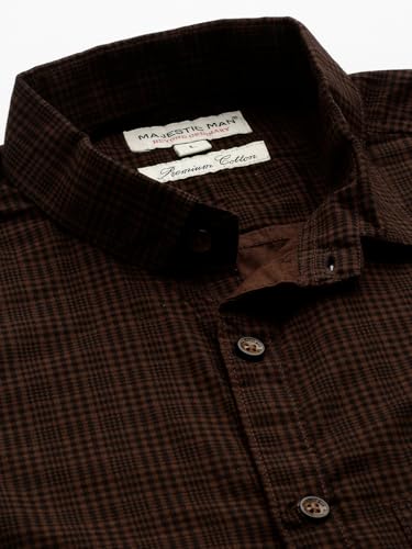Image of Majestic Man Men's Comfort Slim Fit Pure Cotton Opaque Checked Casual Shirt