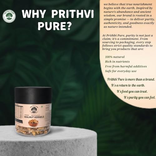 Image of PRITHVI PURE Walnuts Kernels 100 Gram | Natural Crunchy & Nutritious | Akhrot Without Shell | Rich in Omega-3, Protein & Antioxidants | Gluten-Free | Ideal for Snacking, Baking & Cooking