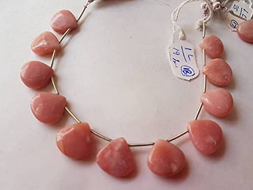 Opaline rose naturelle de 15 mm taillée en cœur briolette haut de gamme